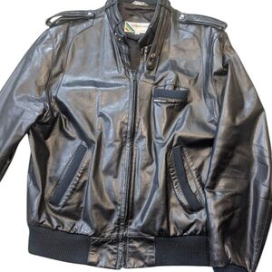 Vintage Members Only Black Leather Bomber Jacket Men's Classic 80s Biker...